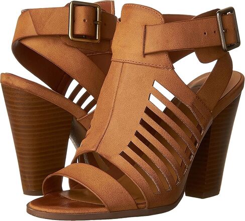 Soda Yummy ~ Gladiator Cutout Stacked Heel Sandal Shoes with Adjustable Ankle Buckle in Saudi Arabia