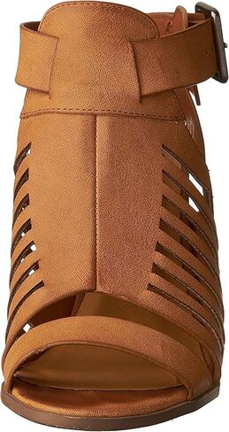 Soda Yummy ~ Gladiator Cutout Stacked Heel Sandal Shoes with Adjustable Ankle Buckle in Saudi Arabia