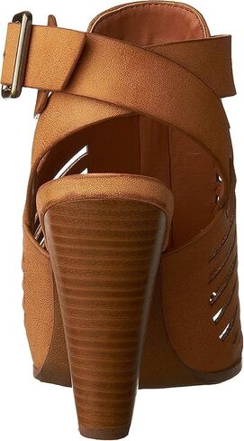 Soda Yummy ~ Gladiator Cutout Stacked Heel Sandal Shoes with Adjustable Ankle Buckle in Saudi Arabia