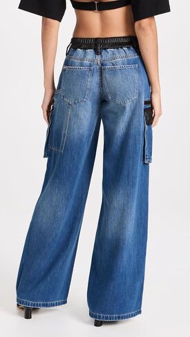 alice + olivia Women's Joette Combo Vegan Cargo Jeans in Saudi Arabia