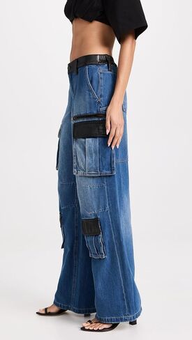 alice + olivia Women's Joette Combo Vegan Cargo Jeans in Saudi Arabia