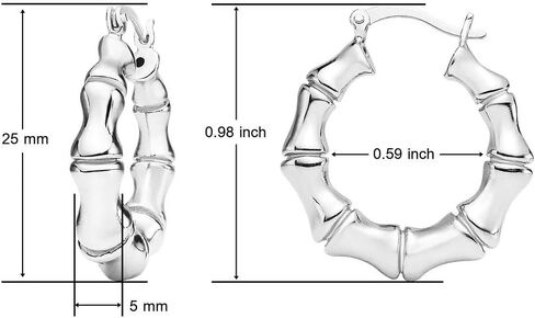 SolidSilver - أقراط من الفضة الإسترلينية 25 مم من الخيزران ديزيجين كليك توب هوب | فضة استرلينية أو ذهب أصفر مغمس in Kuwait