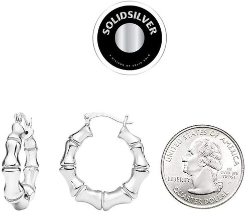 SolidSilver - أقراط من الفضة الإسترلينية 25 مم من الخيزران ديزيجين كليك توب هوب | فضة استرلينية أو ذهب أصفر مغمس in Kuwait