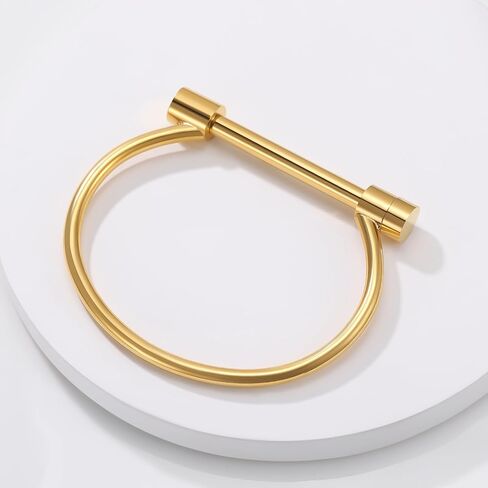 AILUOR الفولاذ المقاوم للصدأ D شكل شريط المسمار تكبل حدوة الحصان الجدة موضة الإسورة سوار مجوهرات للجنسين in Kuwait