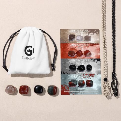 GolbalJew 7 شقرا قلادة بلورات شفاء الأحجار مع حبل نسج يدوي ملفوف حامل أحجار كريمة الريكي ومجموعة مجوهرات كريستال مع سلك قابل للتعديل للتأمل، اليوغا، الديكور، النساء والرجال in Kuwait