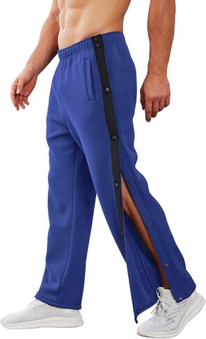 سراويل Deyeek الرجالية القطنية الممزقة بعد العمليات الجراحية من الصوف ذات فتحة عالية بزر كبس كاجوال لكرة السلة مع جيوب in Kuwait