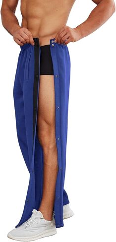 سراويل Deyeek الرجالية القطنية الممزقة بعد العمليات الجراحية من الصوف ذات فتحة عالية بزر كبس كاجوال لكرة السلة مع جيوب in Kuwait