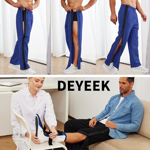 سراويل Deyeek الرجالية القطنية الممزقة بعد العمليات الجراحية من الصوف ذات فتحة عالية بزر كبس كاجوال لكرة السلة مع جيوب in Kuwait