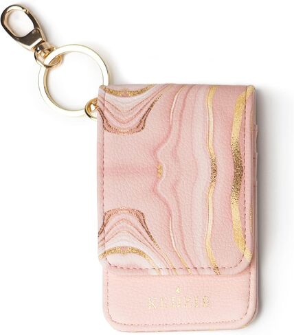 حامل بطاقة الهوية Kedzie Essentials فقط من الجلد النباتي مع نافذة شفافة و3 فتحات للبطاقات وحلقة مفاتيح كلاسيكية - أصدقاء للأبد in Kuwait