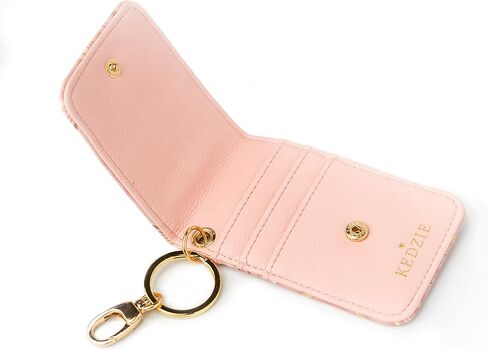 حامل بطاقة الهوية Kedzie Essentials فقط من الجلد النباتي مع نافذة شفافة و3 فتحات للبطاقات وحلقة مفاتيح كلاسيكية - أصدقاء للأبد in Kuwait