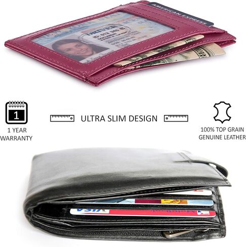 Slim Minimalist Wallet Front Pocket RFID Blocking Real Leather credit card holder for Men & Women in Kuwait