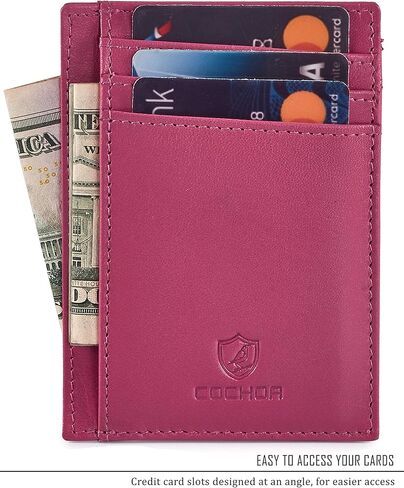 Slim Minimalist Wallet Front Pocket RFID Blocking Real Leather credit card holder for Men & Women in Kuwait