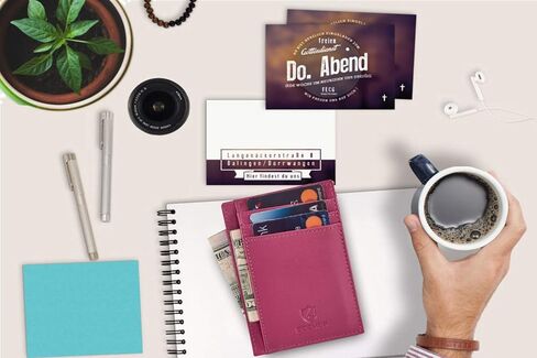 Slim Minimalist Wallet Front Pocket RFID Blocking Real Leather credit card holder for Men & Women in Kuwait