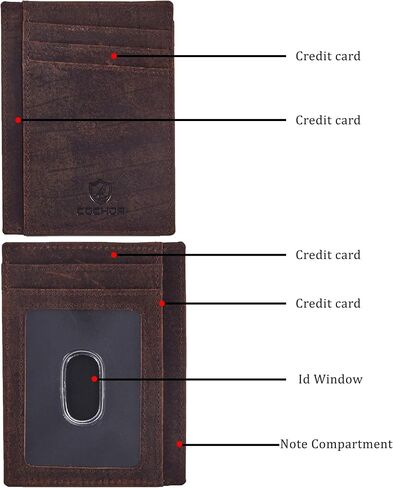 محفظة نحيفة صغيرة الحجم وجيب أمامي تعمل بتقنية RFID وحامل بطاقات الائتمان من الجلد الحقيقي للرجال والنساء in Kuwait