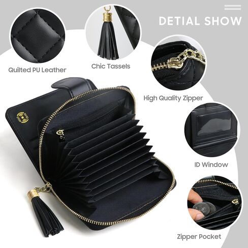 محفظة حامل بطاقات الائتمان الفريدة من BBCREAT، حافظة بطاقات صغيرة بسحاب ومزودة بسحاب، منظم جلدي مبطن للنساء (وردي) in Kuwait