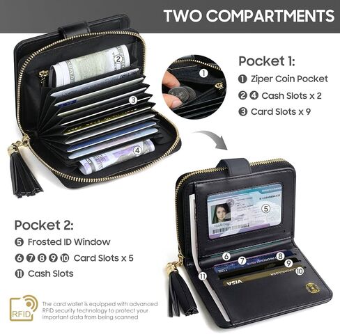 محفظة حامل بطاقات الائتمان الفريدة من BBCREAT، حافظة بطاقات صغيرة بسحاب ومزودة بسحاب، منظم جلدي مبطن للنساء (وردي) in Kuwait