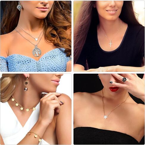 مجموعة قلادات Thrilez للنساء والفتيات المراهقات، 24 قطعة من القلادات الفضية والذهبية البسيطة ذات الطبقات العصرية، قلادات متدلية عصرية مجوهرات للسترات والجينز والتنانير والسترات والفستان اليومي in Kuwait