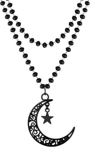 SENNI Halloween Black Gothic Bead Cross Pendant Necklace Spider Spider Web Moon Stars choker Necklace Layered Choker Necklace For Women Girls in Kuwait