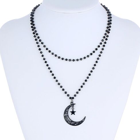 SENNI Halloween Black Gothic Bead Cross Pendant Necklace Spider Spider Web Moon Stars choker Necklace Layered Choker Necklace For Women Girls in Kuwait