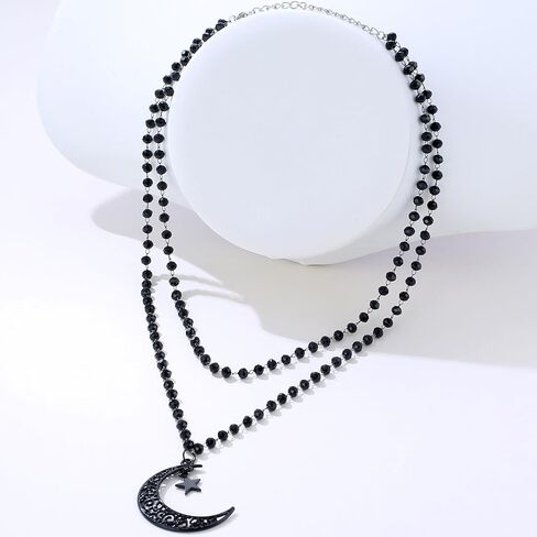 SENNI Halloween Black Gothic Bead Cross Pendant Necklace Spider Spider Web Moon Stars choker Necklace Layered Choker Necklace For Women Girls in Kuwait