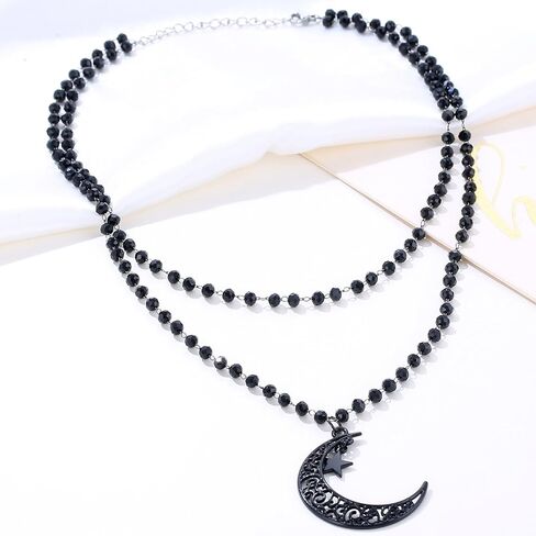 SENNI Halloween Black Gothic Bead Cross Pendant Necklace Spider Spider Web Moon Stars choker Necklace Layered Choker Necklace For Women Girls in Kuwait