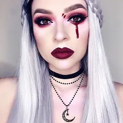 SENNI Halloween Black Gothic Bead Cross Pendant Necklace Spider Spider Web Moon Stars choker Necklace Layered Choker Necklace For Women Girls in Kuwait