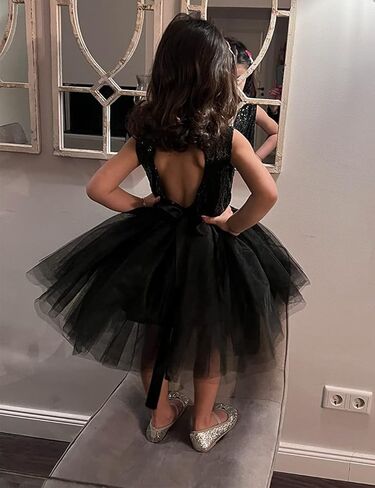 AGQT Baby Girls Dresses Flower Girl Dress Sequins Tutu Dress Sleeveless Kids Princess Birthday Dresses Size 3M-4T in Kuwait