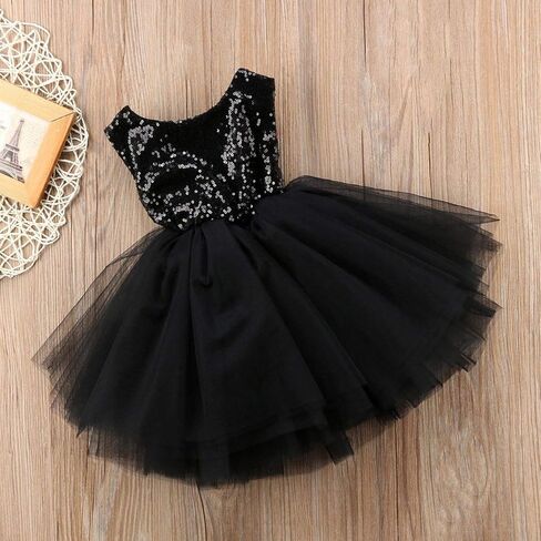 AGQT Baby Girls Dresses Flower Girl Dress Sequins Tutu Dress Sleeveless Kids Princess Birthday Dresses Size 3M-4T in Kuwait