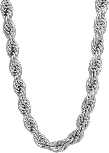 TUOKAY Big Silver Stainless Steel Rope Chain Necklace for Men Women 24 inch Length Chain 11mm Thick Rapper Rope Chain Costume for Rapper and Rap Gangsta in Kuwait