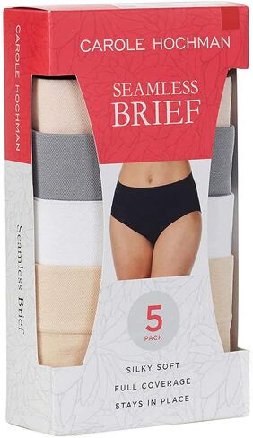 Carole Hochman Women's Underwear Silky Soft Seamless Full Coverage Modern Brief Panties 5 Pack Multipack Regular & Plus Sizes in Kuwait