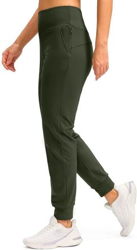 SANTINY المرأة صوف مبطن الركض مقاومة للماء عالية الخصر الحرارية Sweatpants سراويل شتوية المشي لمسافات طويلة الجري جيوب in Kuwait