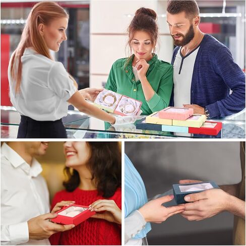 Yeaqee 48 Pcs Jewelry Gift Box 3.5 x 3.5 x 0.8inch Square Cardboard Jewelry Boxes Gift Boxes with Clear Lids Jewelry Packaging Boxes for Christmas Bracelet Earring Necklace Weddings Birthday, 6 Colors in Kuwait