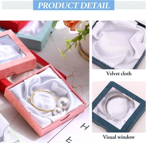 Yeaqee 48 Pcs Jewelry Gift Box 3.5 x 3.5 x 0.8inch Square Cardboard Jewelry Boxes Gift Boxes with Clear Lids Jewelry Packaging Boxes for Christmas Bracelet Earring Necklace Weddings Birthday, 6 Colors in Kuwait