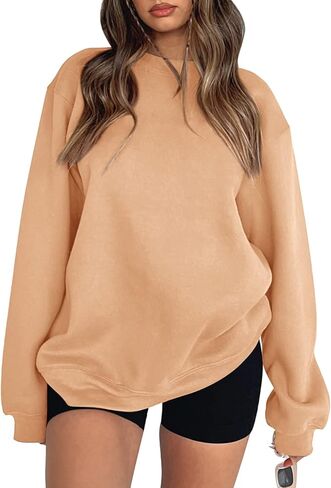 سويت شيرت نسائي من Beaully ذو فتحة رقبة مستديرة وأكمام طويلة، بلوفر كاجوال سادة، قمصان علوية in Kuwait