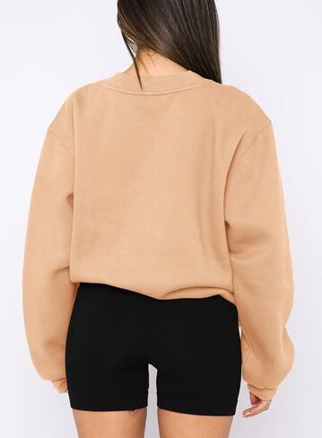 سويت شيرت نسائي من Beaully ذو فتحة رقبة مستديرة وأكمام طويلة، بلوفر كاجوال سادة، قمصان علوية in Kuwait