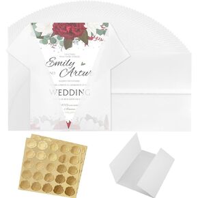 50 حزمة من سترات Vellum المطوية مسبقًا لدعوات 5 × 7، وسترات ورقية من ورق Vellum، ودعوات زفاف شفافة من ورق Vellum لحفلات الزفاف وحفلات استقبال المولود الجديد (50 قطعة 5x7 بوصة) in Kuwait