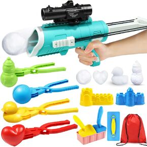 مجموعة ألعاب صانع كرات الثلج مع مسدس كرات الثلج، 12 قطعة من ألعاب الثلج الشتوية مع بطة واحدة/1 حب/1 رجل ثلج/1 كرة ثلج، مشبك كرة الثلج، قاذفة كرة الثلج/حقيبة حمل، لعبة قتال الثلج في الهواء الطلق للأطفال/الكبار in Kuwait