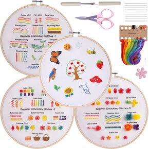 4 Set of Full Range Embroidery Kits for Beginners Stamped Embroidery kit That Includes Embroidery Cloth (kit 2)