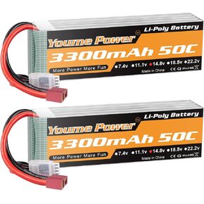 22.2V LiPo Battery 3300mAh,Lipo 6S Battery 50C XT90 Plug for RC Airplane RC Helicopter RC Quadcopter Drone Car Truck Boat Model(2 Packs)