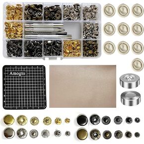12.5mm Metal Rivets Leather Rivets Kit,6 * 6 8 * 8 Double Cap Brass Rivets Leather Studs with Tools for Leather Repair and Crafts, Snaps Press Studs with Heavy Duty Leather Snap Fasteners Kit in Kuwait