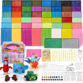 Polymer Clay，Ixiaoyoo Oven Bake Modeling Clay for Kids, DIY Starter Kits Model Clay, Non-Toxic, Non-Sticky,with Sculpting Tools, Ideal for Children and Artists