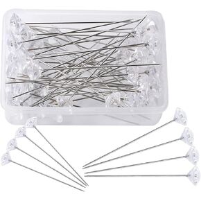 Corsage Boutonniere Pins 2 Inch Bouquet Flower Floral Diamond Rhinestones Pins Crystal Head Clear Straight Pins for Wedding Bridal Hair Accessories Jewelry Decoration DIY Craft Sewing 100 Pack in Kuwait