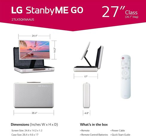 LG 27-Inch Class StanbyMe 1080p-Portable Touch-Screen-Monitor 27ART10AKPL, Built-in Battery, Full Swivel Rotation, 60Hz Refresh Rate, Calming Beige in Kuwait