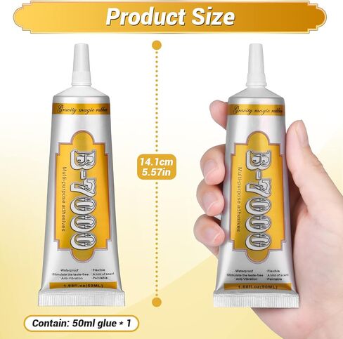 B7000 Rhinestone Jewelry Glue Clear, B-7000 Glue 3.7 fl oz Upgrade Multi-Function Adhesive Super Glue with Cap & Precision Tip for Repair, Small Hobby Models, Metal Stone Crafts, Fabric, Shoes(110ML) in Kuwait