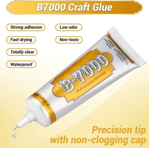 B7000 Rhinestone Jewelry Glue Clear, B-7000 Glue 3.7 fl oz Upgrade Multi-Function Adhesive Super Glue with Cap & Precision Tip for Repair, Small Hobby Models, Metal Stone Crafts, Fabric, Shoes(110ML) in Kuwait