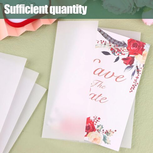 50 حزمة من سترات Vellum المطوية مسبقًا لدعوات 5 × 7، وسترات ورقية من ورق Vellum، ودعوات زفاف شفافة من ورق Vellum لحفلات الزفاف وحفلات استقبال المولود الجديد (50 قطعة 5x7 بوصة) in Kuwait