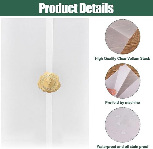 50 حزمة من سترات Vellum المطوية مسبقًا لدعوات 5 × 7، وسترات ورقية من ورق Vellum، ودعوات زفاف شفافة من ورق Vellum لحفلات الزفاف وحفلات استقبال المولود الجديد (50 قطعة 5x7 بوصة) in Kuwait