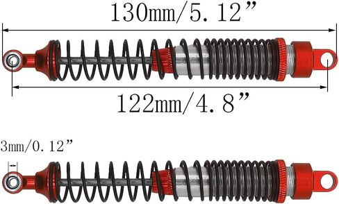 4 قطع من خليط معدني كامل ممتص للصدمات 130 ملم لسيارة RC 1-10 HSP RGT Himoto Redcat (أحمر) in Kuwait