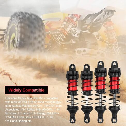مجموعة 4 قطع من سيارات RC ممتصة للصدمات متوافقة مع 1/14 WLtoys 144001/144010، Team Associated 1/14 Reflex 14B RC Buggy Racing على الطرق الوعرة 1:14 1:16 مقياس RC أجزاء سيارات مطورة - أزرق in Kuwait