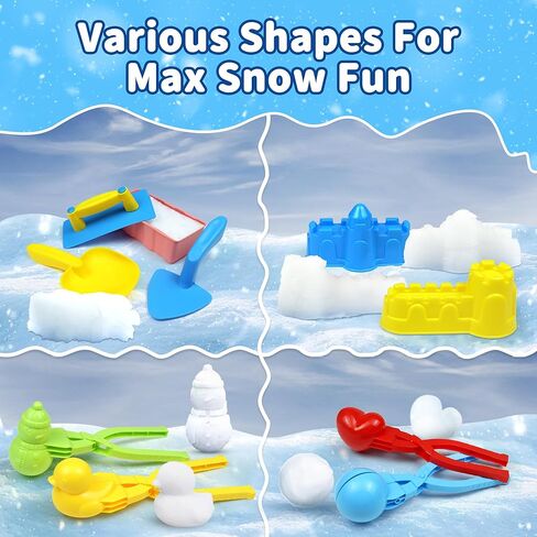 مجموعة ألعاب صانع كرات الثلج مع مسدس كرات الثلج، 12 قطعة من ألعاب الثلج الشتوية مع بطة واحدة/1 حب/1 رجل ثلج/1 كرة ثلج، مشبك كرة الثلج، قاذفة كرة الثلج/حقيبة حمل، لعبة قتال الثلج في الهواء الطلق للأطفال/الكبار in Kuwait